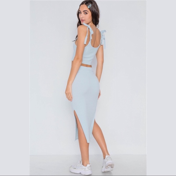 En Creme Dresses & Skirts - Baby Blue Knit Two Piece Set